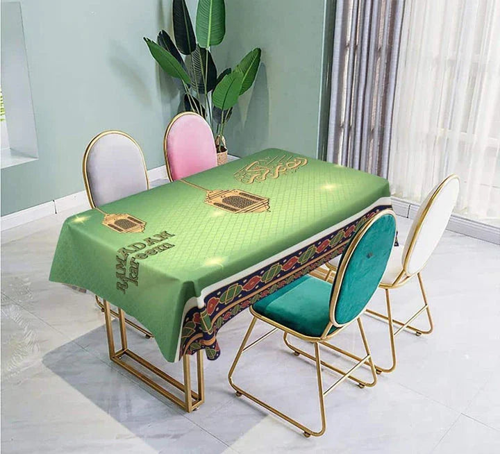 Elegant Muslim Ramadan table cloth with intricate Islamic-inspired design in various size options
