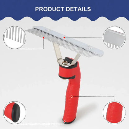Premium Extra-Large Dog Grooming Rake Comb with Stainless Steel Teeth and Ergonomic Handle for Shedding Control and Coat Maintenance