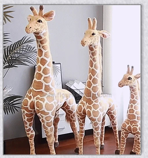 Huge, realistic giraffe plush toys in various sizes, made of soft cotton for cuddly comfort
