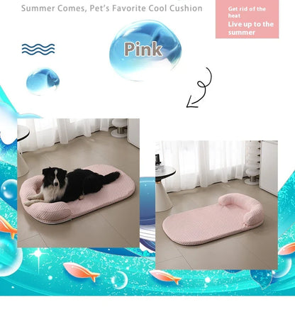 A breathable, ice-filled pet cooling mat in a variety of stylish colours for use in kennels, beds, or anywhere your pet lounges.