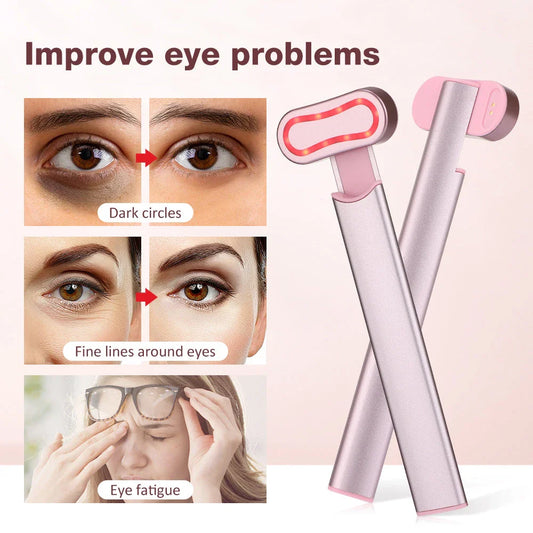 EMS Eye Beauty Device with 360° rotating massage head, microcurrent technology, and warm compress therapy for rejuvenating the eye area