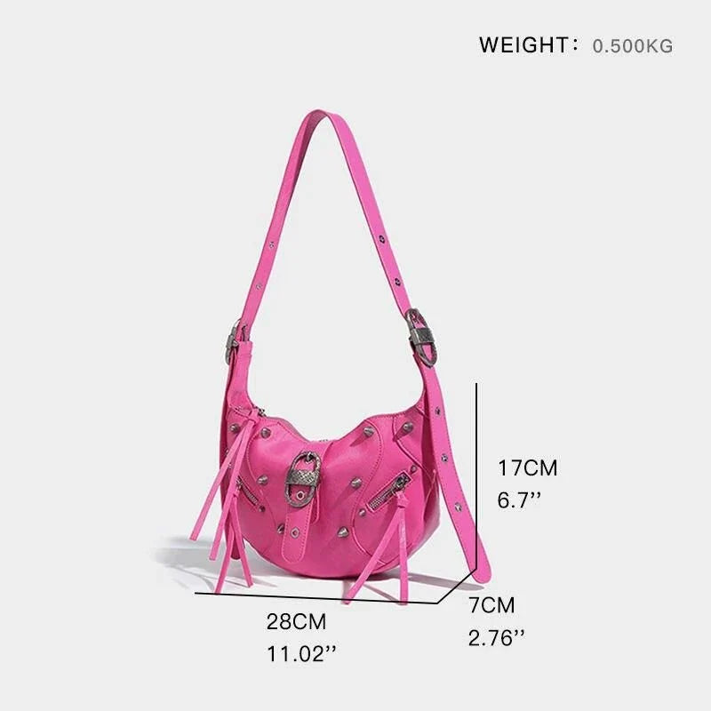 Stylish pink leather sling crossbody daypack with adjustable strap and smooth zipper closure