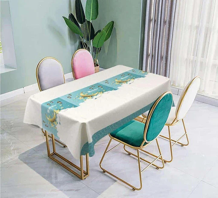 Elegant Muslim Ramadan table cloth with intricate Islamic-inspired design in various size options