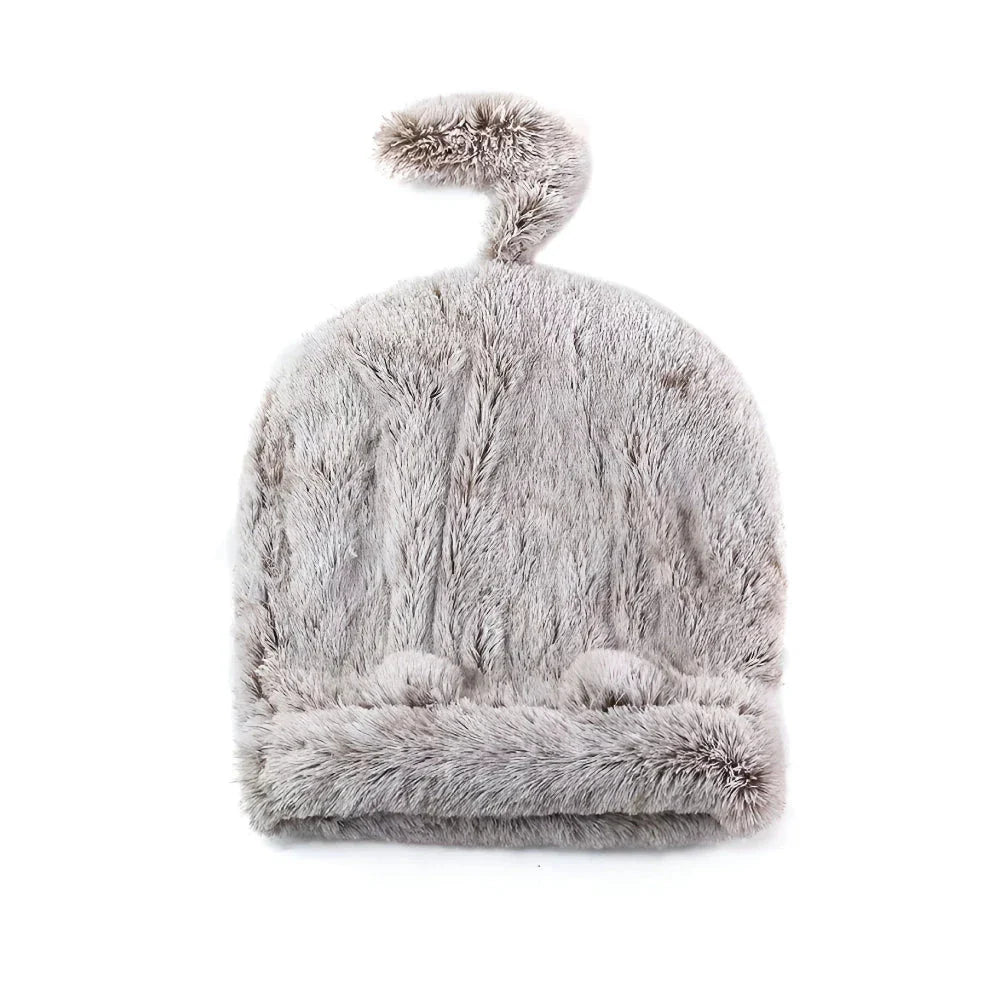 Cosy plush pet sleeping bag in grey colour, designed to keep small pets warm and comfortable