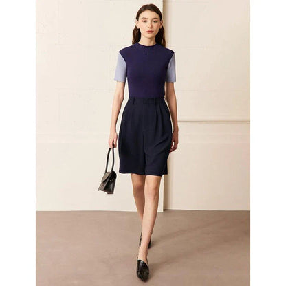 Elegant wide-leg shirred shorts for women, featuring a refined design and comfortable fit for the British summer