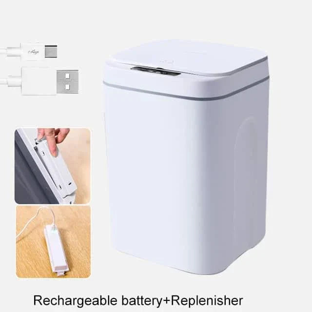 Sleek and Smart 16L Intelligent Trash Can in grey with hands-free sensor for effortless waste disposal
