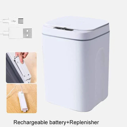 Sleek and Smart 16L Intelligent Trash Can in grey with hands-free sensor for effortless waste disposal