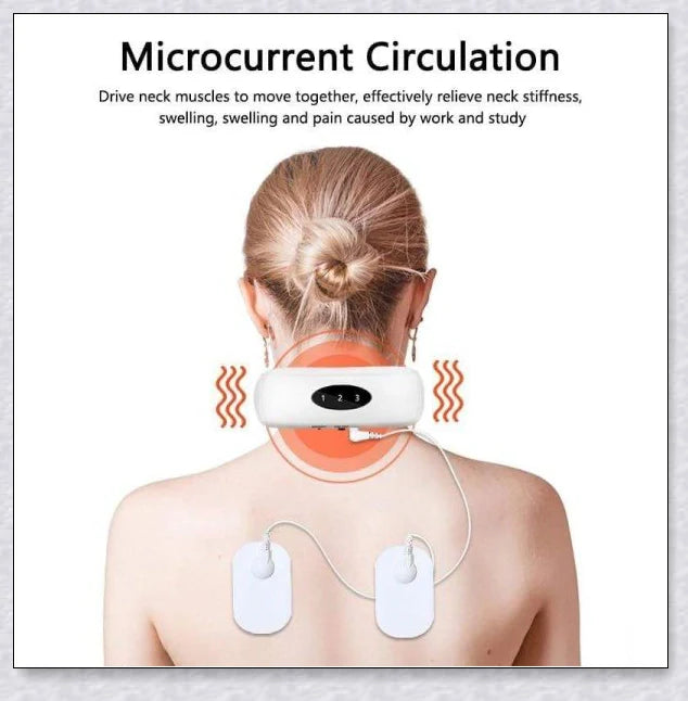 A wireless neck massager with an adjustable design for targeted neck pain relief and muscle relaxation.