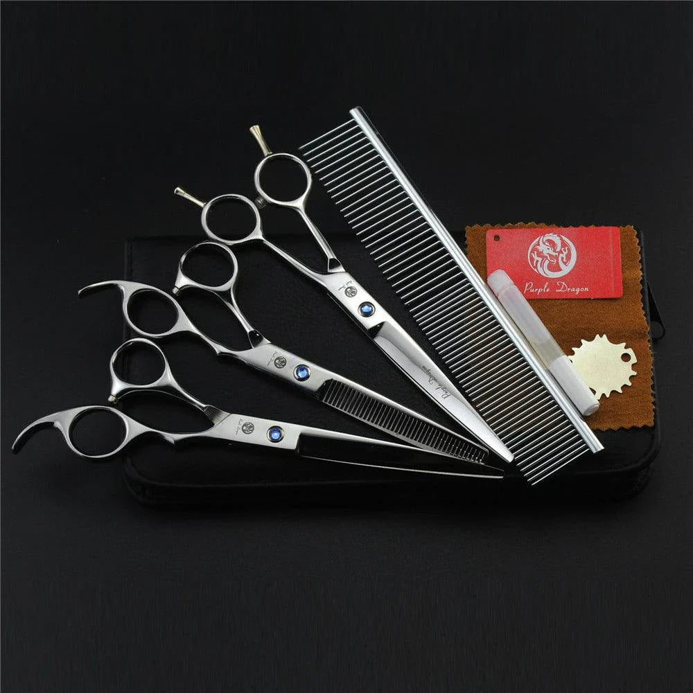 Premium Stainless Steel Pet Grooming Tools Set with Precision-Ground Scissors, Ergonomic Handles, and Comprehensive Accessories