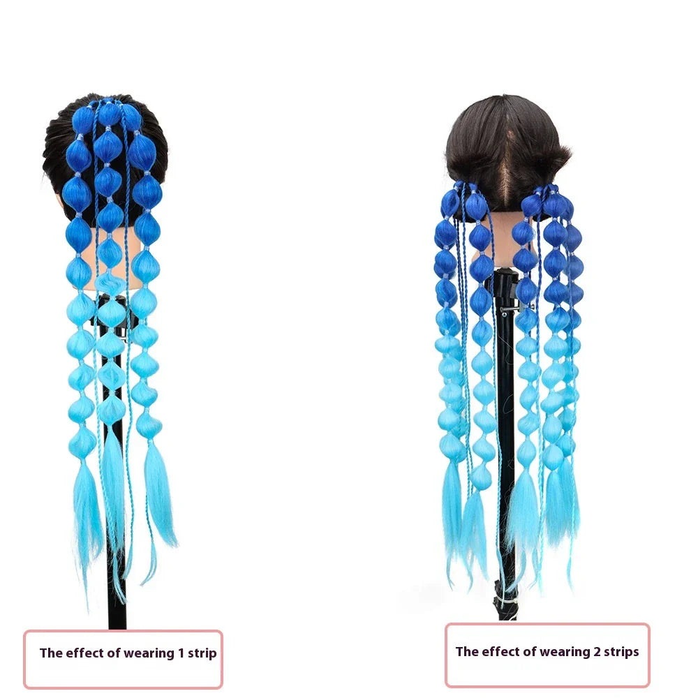 Elegant bubble braid wig in various vibrant lantern-inspired colours