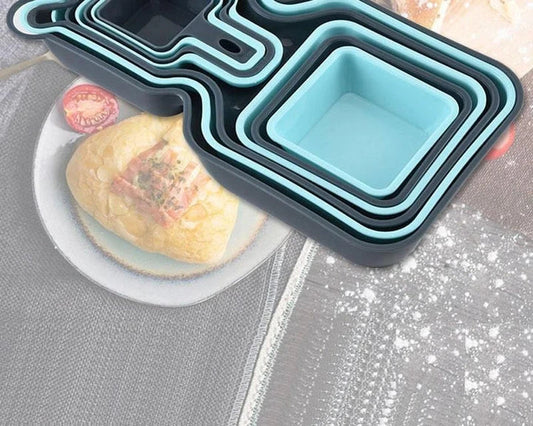 Premium 10-piece mixing bowl and serving plate set in stylish blue-grey colour