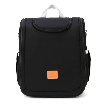 Versatile baby changing backpack with convertible crib bed, large storage capacity, and insulated feeding bottle compartment