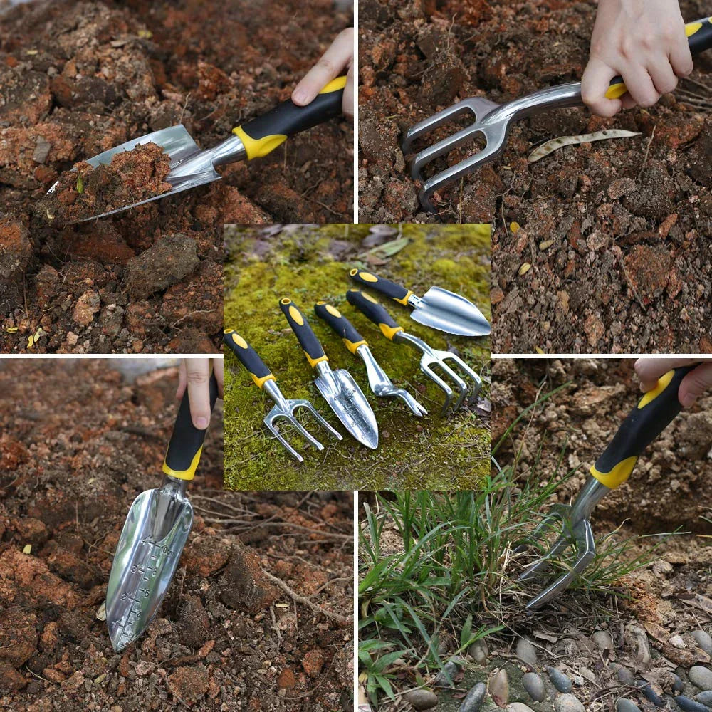 Premium British-made garden tool set with stainless steel construction, ergonomic handles, and child-safe features for comfortable, precise gardening