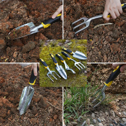 Premium British-made garden tool set with stainless steel construction, ergonomic handles, and child-safe features for comfortable, precise gardening