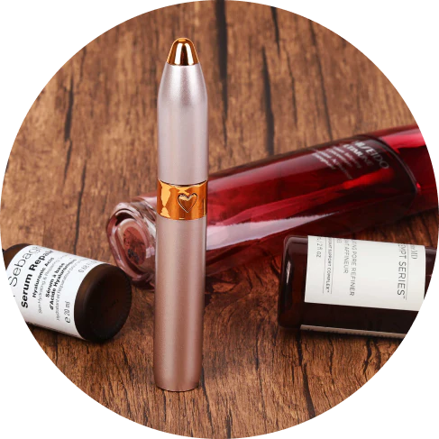 Mini Electric Eyebrow Trimmer Pen with built-in LED light for precise brow grooming