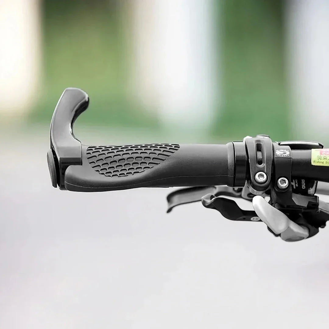 Premium black mountain bike sheep horn grips with adjustable vice handlebar and shock-proof design