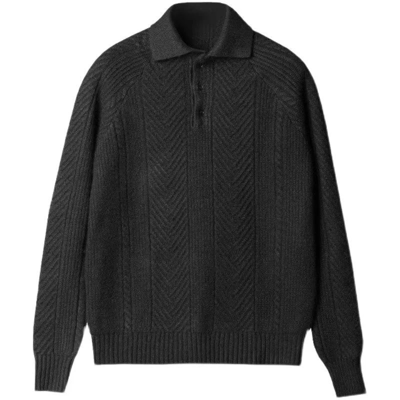 Premium men's thermal pullover in grey, black, and apricot colours with a tailored slim-fit silhouette
