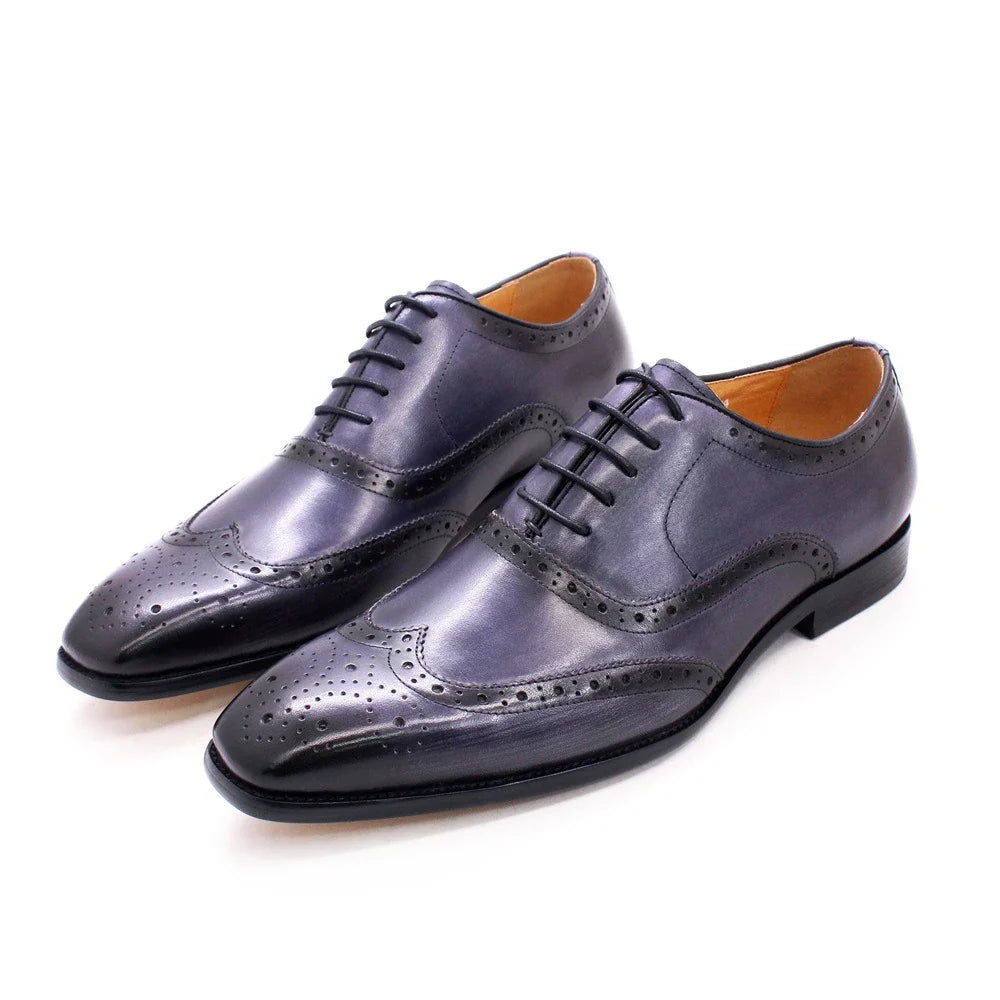 Premium British-style brogue leather dress shoes for men, featuring exquisite craftsmanship, durable construction, and a sophisticated, versatile design.