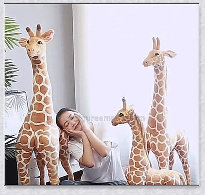 Huge, realistic giraffe plush toys in various sizes, made of soft cotton for cuddly comfort