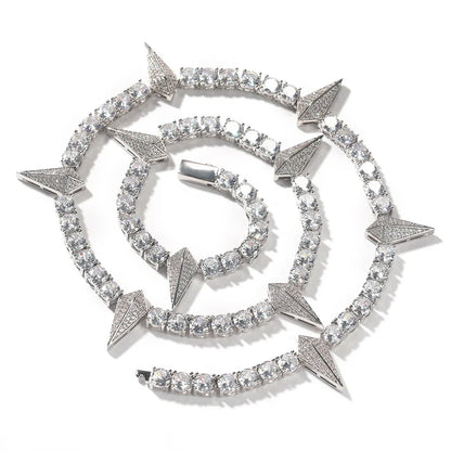 Premium men's zircon necklace with a sleek, geometric design and sparkling stones