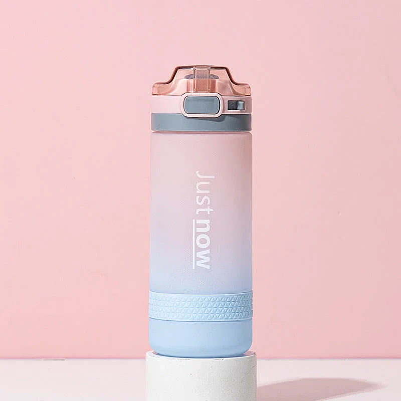 Eco-Friendly Portable Water Bottle with Straw in various colours, including Purple, Yellow, and Blue