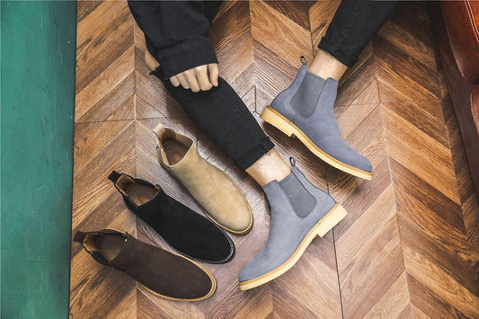 Stylish British-crafted Martin boots with a microfibre upper, pointed toe, and rubber sole for superior comfort and stability.