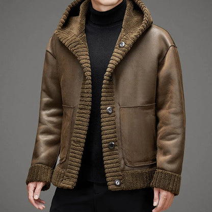 Premium double-sided cashmere hooded jacket with luxurious faux fur lining, perfect for British winter weather