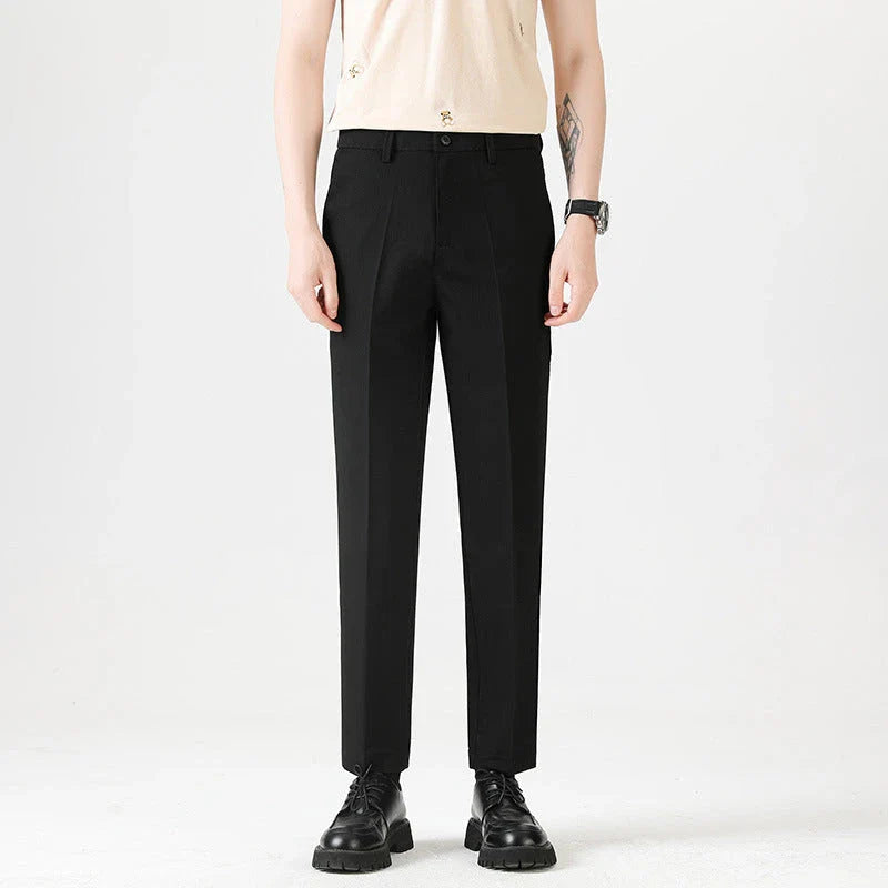 Men's sophisticated stretch trousers with tailored pencil fit, available in a range of classic colours