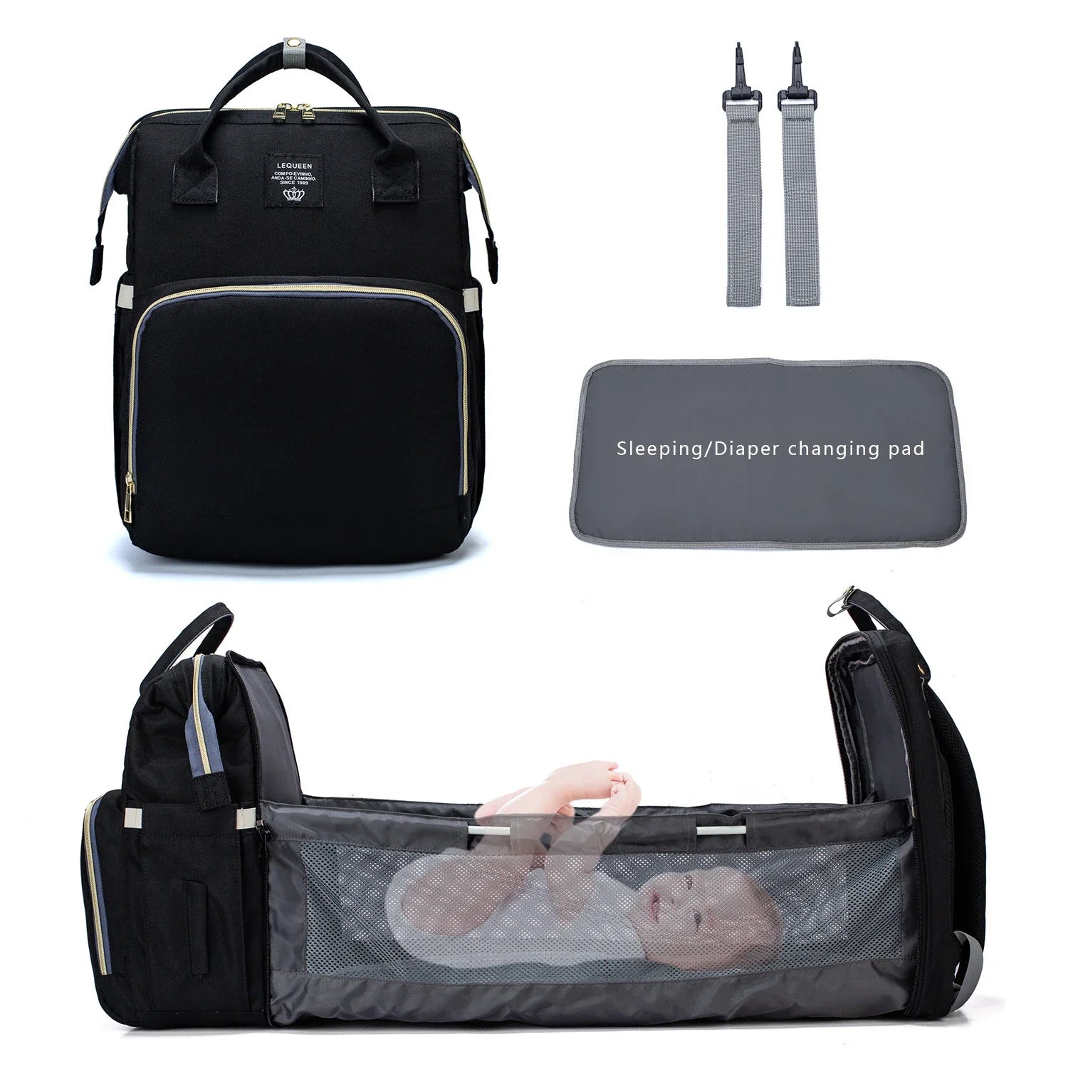 Premium Oxford cloth Mother and Baby Backpack with spacious storage, organisation pouches, and comfortable padded straps for hands-free carrying