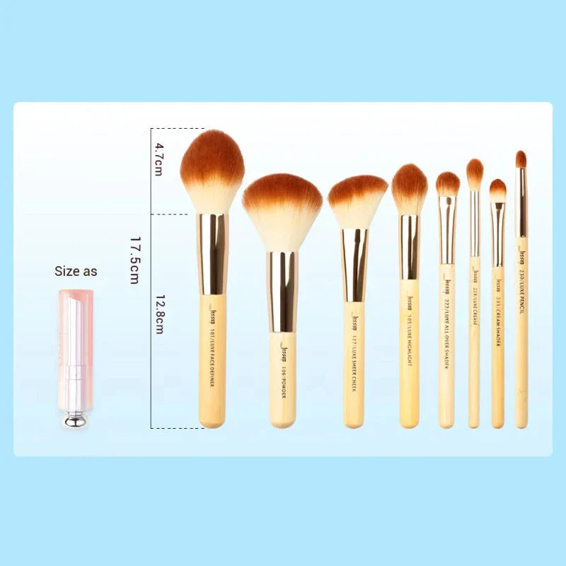 A 25-piece set of high-quality bamboo makeup brushes with soft synthetic bristles for flawless makeup application