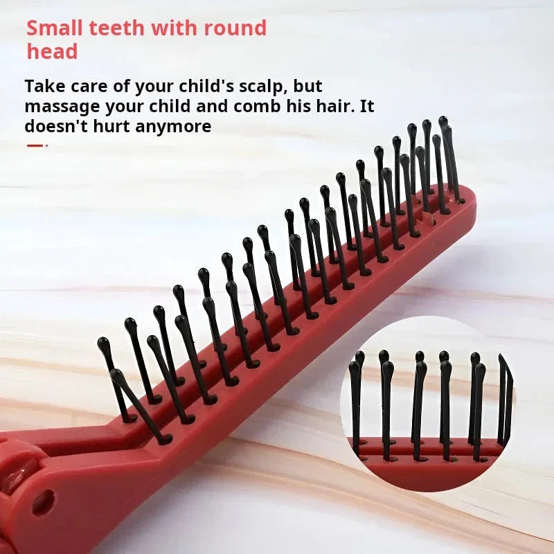 Premium folding pocket comb in stylish red colour, designed for effortless hair styling on the go