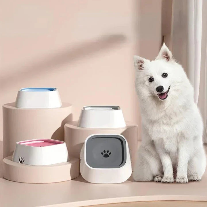 Trendha 1.5L Square Pet Water Bowl in blue colour, featuring a stylish design and raised edges to minimise water splashes
