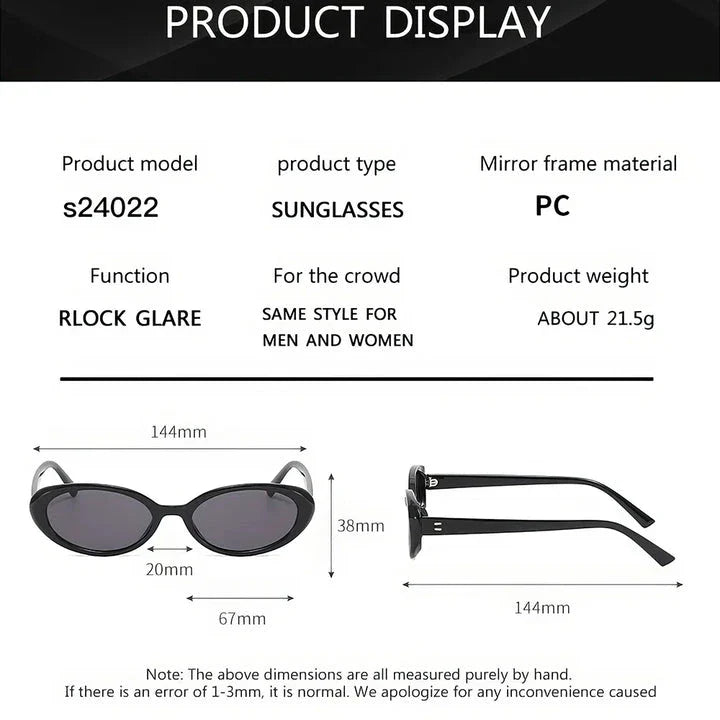 Oval-shaped women's sunglasses in a white and grey colour, offering UV protection and a stylish, retro-inspired design.