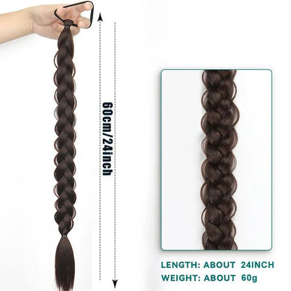 24-Inch Synthetic Braided Ponytail Hair Extension in Blonde Colour, Offering Luxurious British Style and Elegant Transformation