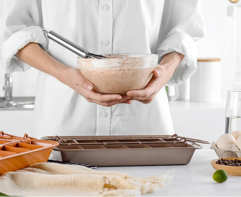 Premium square brownie pan made of durable stainless steel for even baking and easy cleaning