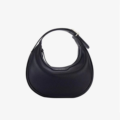 Stylish crescent-shaped leather crossbody bag with soft, supple texture for everyday elegance