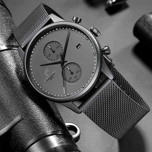Cheetah Premium Men's Timepiece with Stainless Steel Band, Dual-Eye Design, and Waterproof Construction