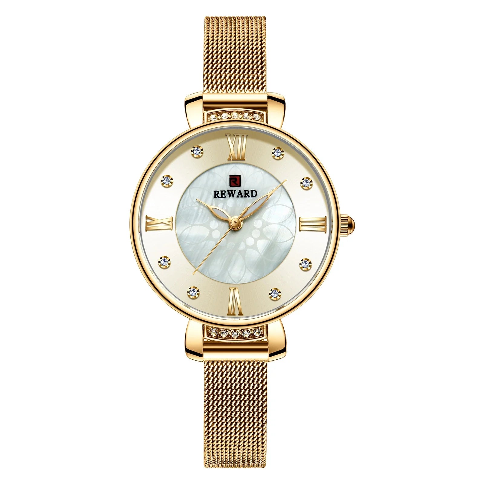 Elegant shell-inspired dial and Milanese mesh strap ladies watch from Trendha