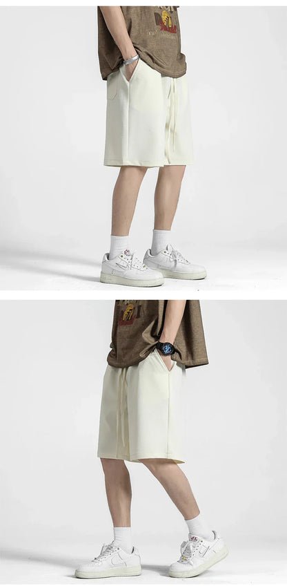 Premium straight-fit drawstring trousers in white, khaki, and black colours for stylish British men