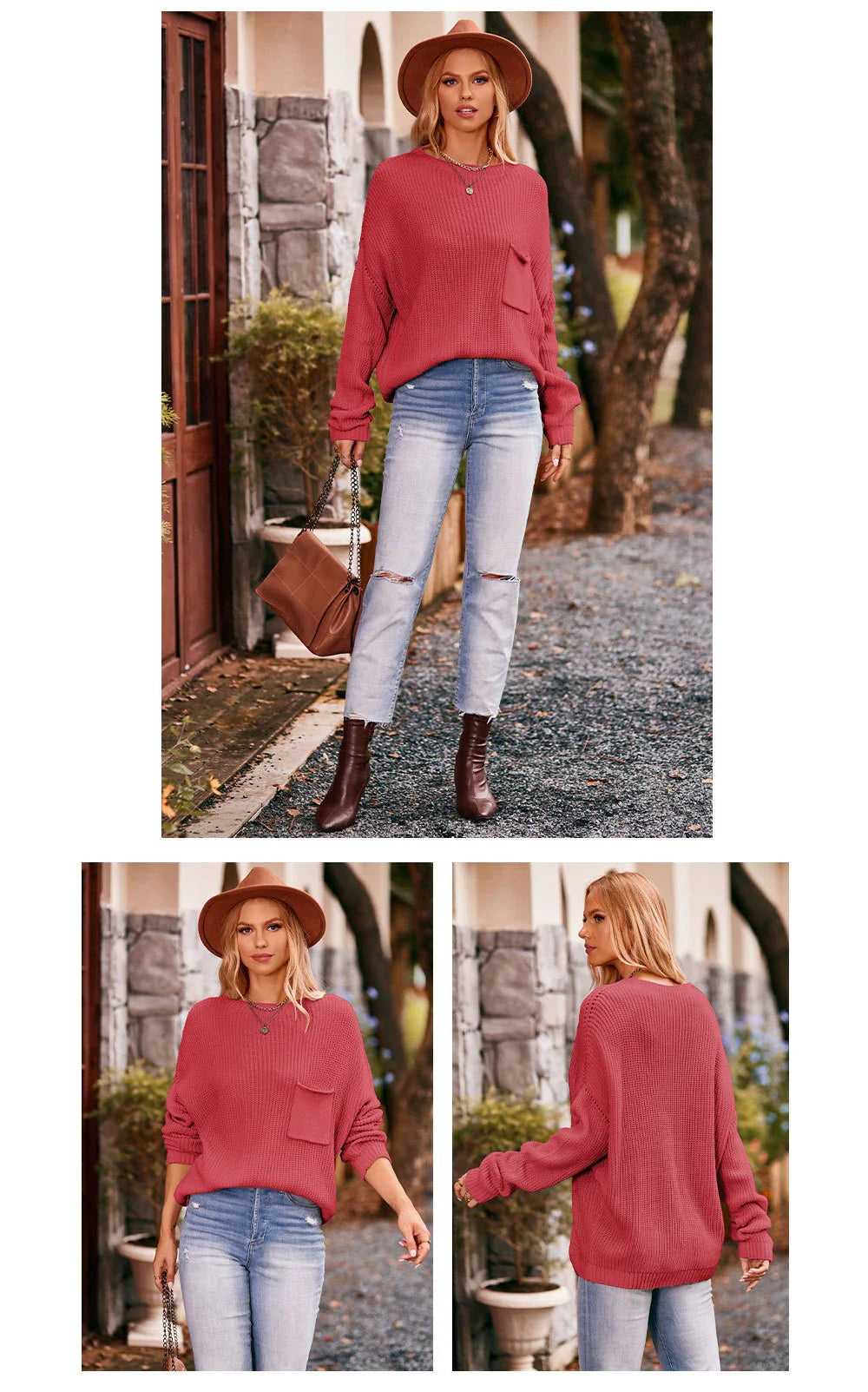 Stylish dolman sleeve jumper with front pocket, available in a range of classic and on-trend colours for women