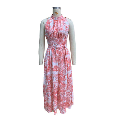 Sophisticated and versatile mid-length backless dress in a vibrant pink hue, featuring an A-line silhouette and convenient side pockets.