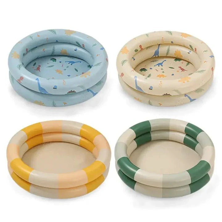 Inflatable Baby Swimming Pool in Beige Dinosaur Pattern, Perfect for Outdoor Summer Fun