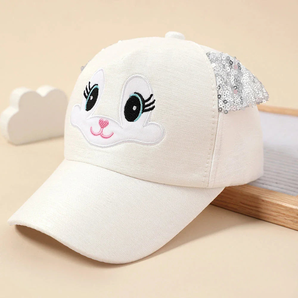 Stylish kids' baseball cap with adorable cat ear design, provides sun protection and comfortable adjustable fit