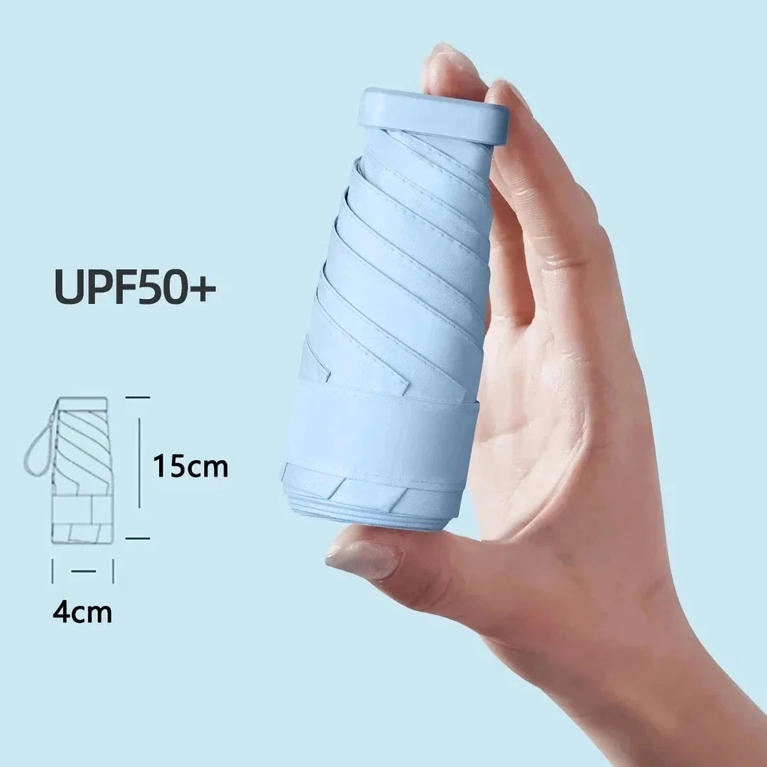 Compact and versatile UV-protected pocket umbrella in lake blue colour