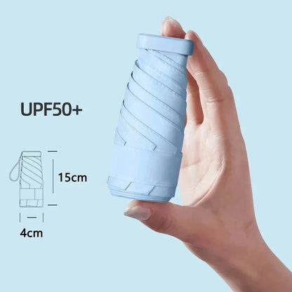 Compact and versatile UV-protected pocket umbrella in lake blue colour