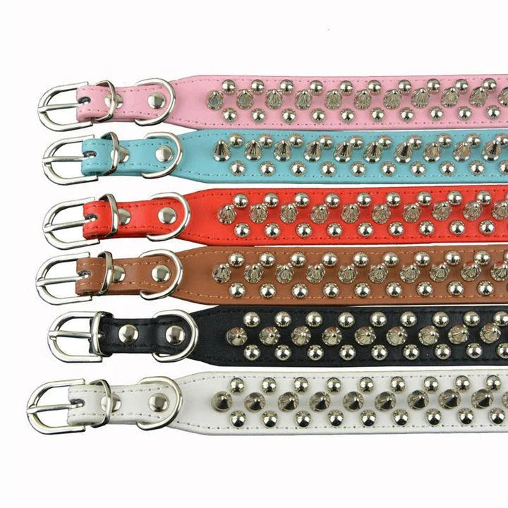 Premium quality PU leather pet collar in various colours and sizes for stylish dogs