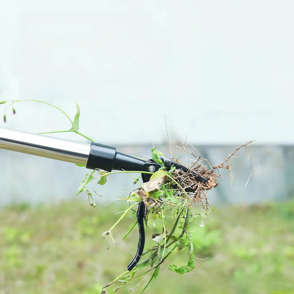 Aluminium Stand-Up Weed Puller with Long Vertical Handle for Effortless Gardening