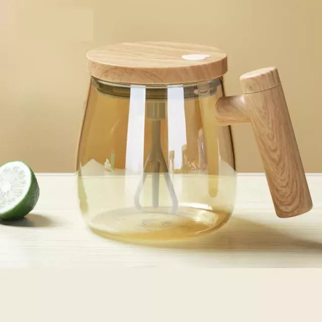 Premium Electric Self-Stirring Coffee Mug with sustainable bamboo construction and powerful electric stirrer for effortless drink preparation