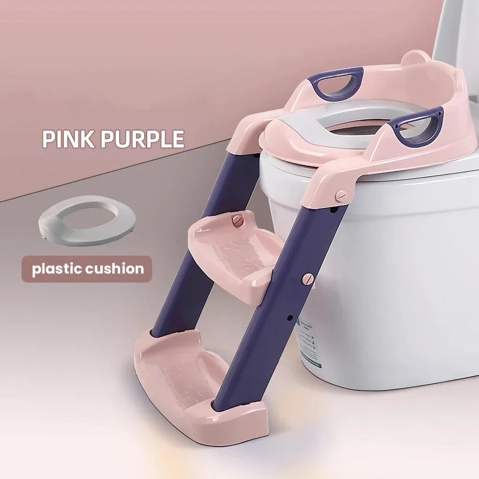 Adjustable potty training seat with cartoon patterns and folding design for children