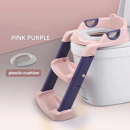 Adjustable potty training seat with cartoon patterns and folding design for children